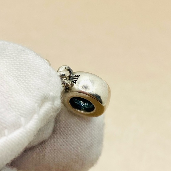 EUC Pandora 791253CZS Sterling Silver LOVE Dangle Bead w/ Salmon Zirconia Heart - Picture 10 of 11